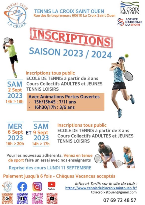 Inscriptions Saison 2023 2024 Au Tennis Club La Croix